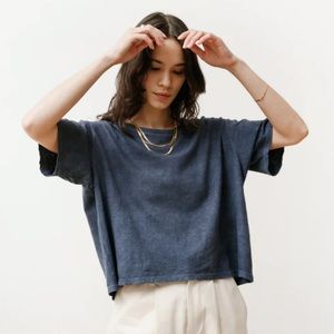 Priory Hand-Dyed Crop Tee in Green